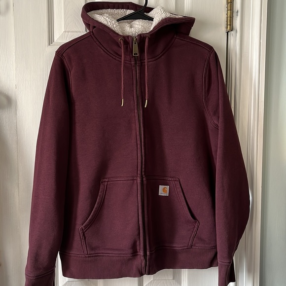 Carhartt maroon Sherpa lined hoodie sweatshirt size Medium - Picture 4 of 16